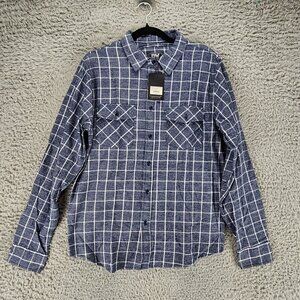 PX Shirt Mens Medium Blue Plaid Flannel Long Sleeve Button Up *NWT*